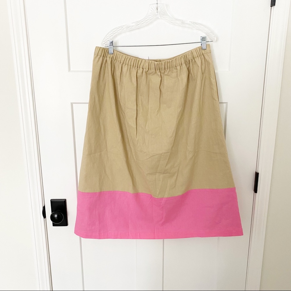 NWT J.Crew tan pink linen color block midi skirt Size XL - Picture 6 of 6